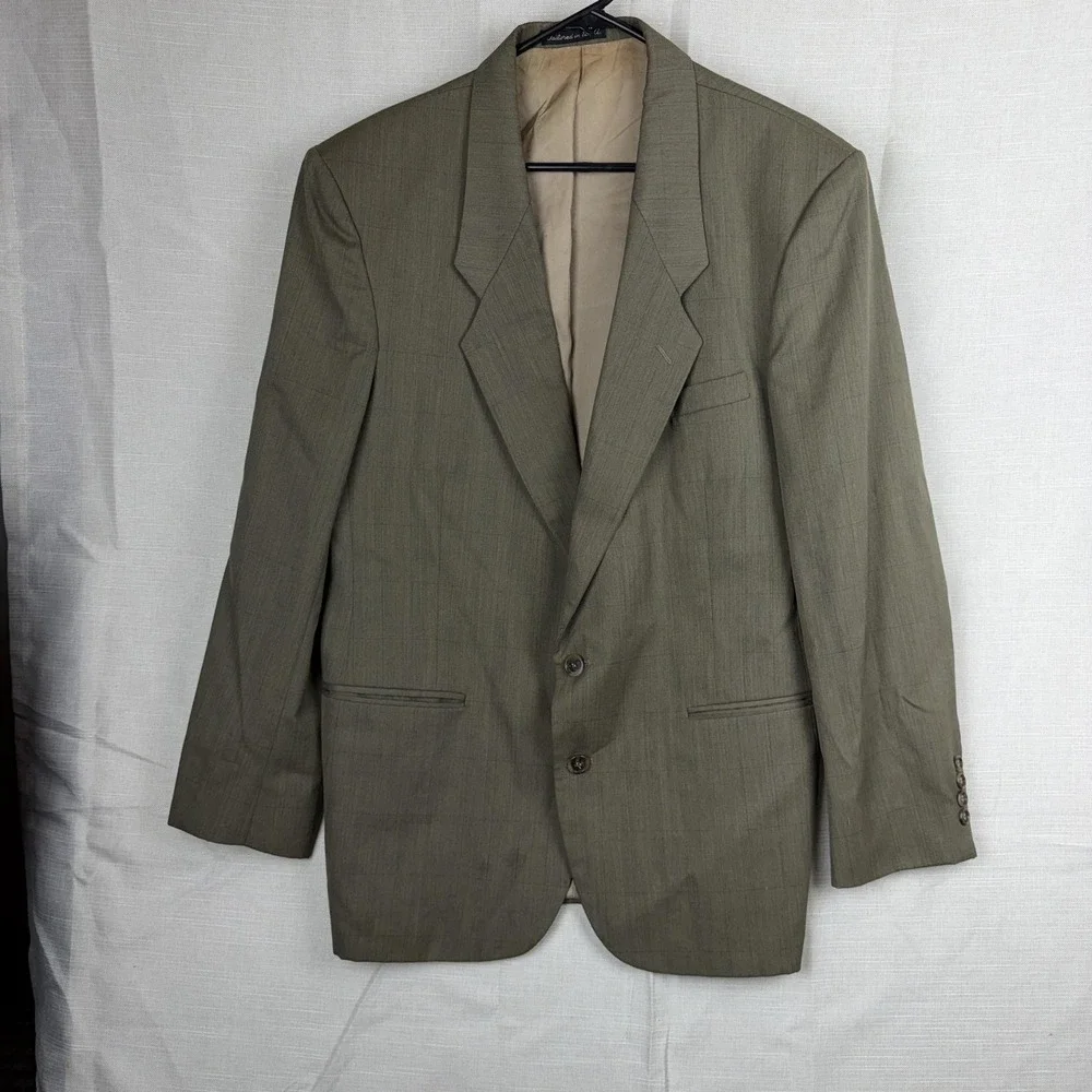 Cellini Collection Suit Jacket Mens 42 Green 2 Button Single Breasted Made USA